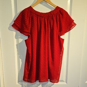 dressbarn Red Textured Blouse